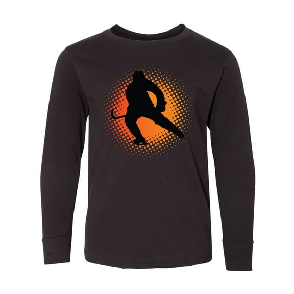 Inktastic Ice Hockey Silhouette Long Sleeve Youth T-Shirt