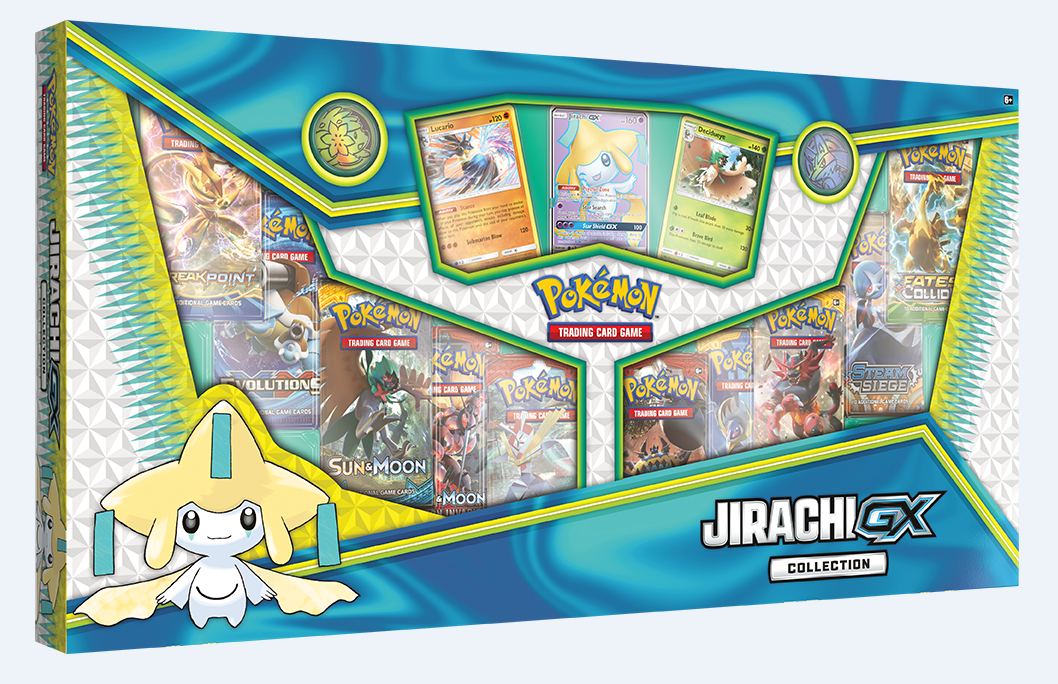 Jirachi GX Collection Box-Full Art Card 10 Booster Backs Plus More Pokemon TCG
