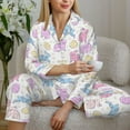 thumbnail image 4 of Wukai Easter Colorful Rabbit Print Women's Pajama Set - Soft Long Sleeve Sleepwear for Comfort and Style-Large, 4 of 9