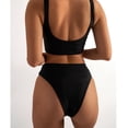 thumbnail image 2 of Conjunto de bikini con nudo de corbata para mujer, traje de baño de 2 piezas sin espalda elegante a la moda, traje de baño para surf, fiesta en la piscina, negro L, 2 of 4