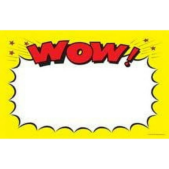 CYA205 Retail Price Signs, Cards "Wow" Red & Yellow "Sale" Pack of 100 (7" x 11") Business Store Signs