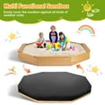 thumbnail image 2 of Magic Union Wooden Outside Octagon Sandbox with Cover, 85"X80"X9" Large Sandpit for Kids with 4 Benches & Bottom Liner, Wood Sand Boxes with Lid for Backyard Garden Lawn, Beach Outdoor Playhouse, 2 of 8