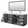 thumbnail image 3 of Wyndham Collection Miranda 84" Wood Double Bathroom Vanity in Dark Gray/Gold, 3 of 7