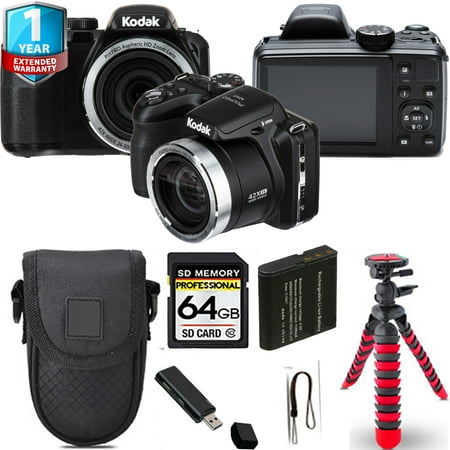 Kodak PIXPRO AZ421 Digital Camera (Black) + Spider Tripod + 1 Yr Warranty - 64GB