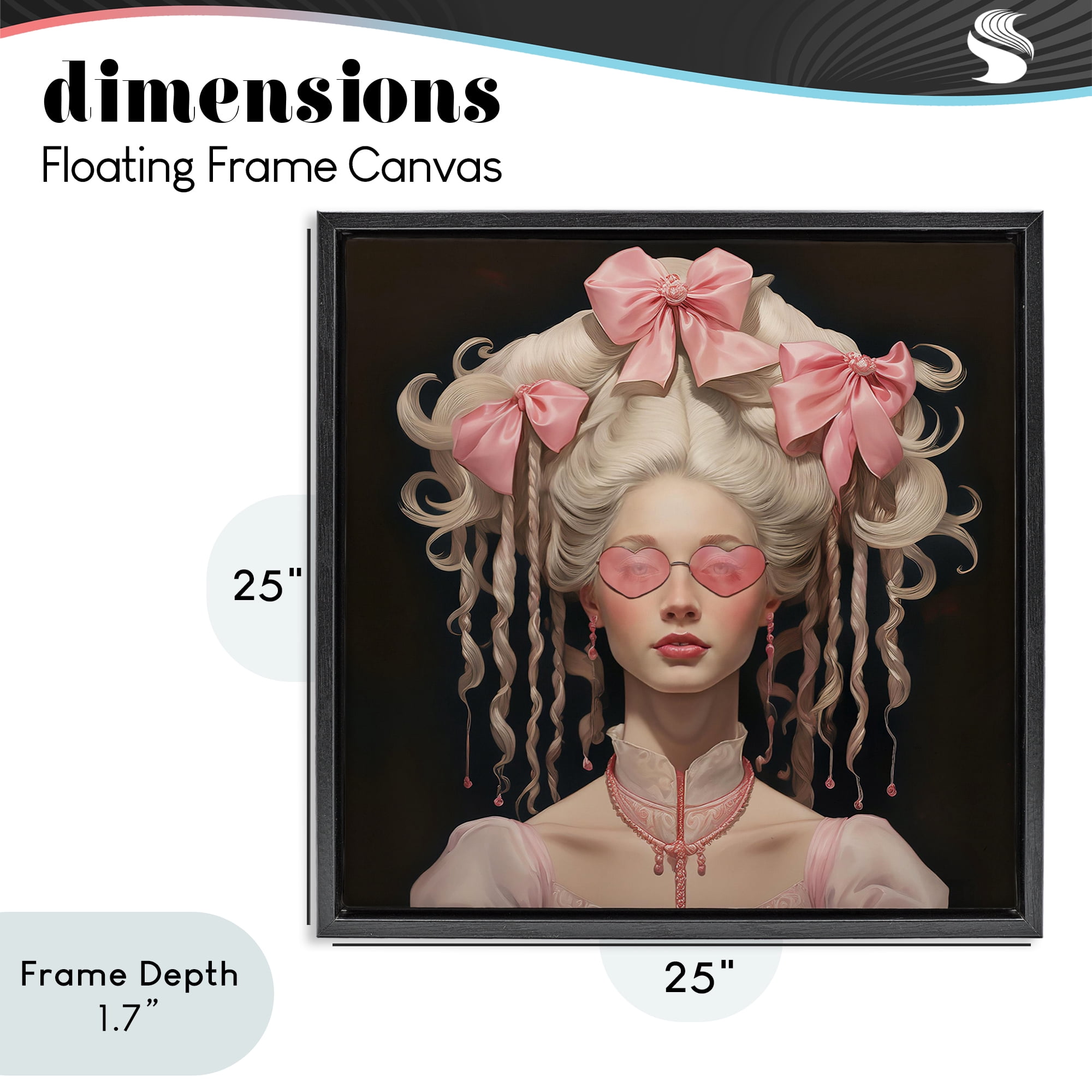Stupell Industries Rococo Woman Opulent Ribbons Black Framed Floater Canvas Wall Art, design by Grotto Studios