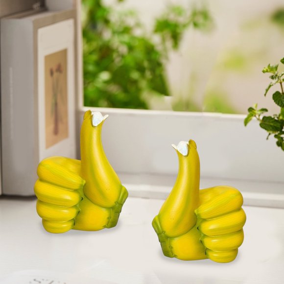 Kbndieu Resin Banana Thumbs up Hand Banana Like Hand Resin Crafts Ornaments Suitable for Home Decorations Office Living Room Study Wine Cabinet Home Decor