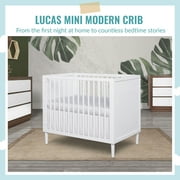 Dream On Me Lucas Mini Modern Crib with Rounded Spindles Pebble Grey