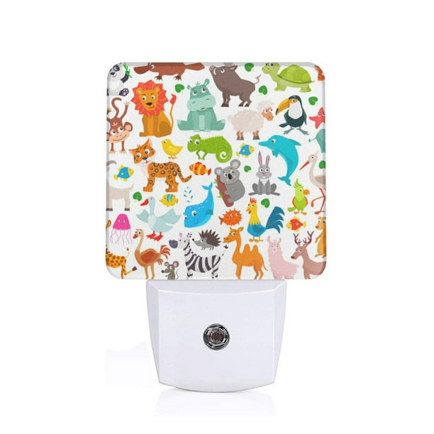 Balery Animals Luz Nocturna LED con Sensor Automático, Enchufe con Sensor Crepuscular, Luz Suave de 0.5W para Dormitorio, Pasillo, Baño-US