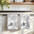 thumbnail image 7 of Grey Coastal Kitchen Towels Set of 2, Ocean Coral Starfish Shell Modern Sea Absorbent Dish Towels for Kitchen, Microfiber Hand Towel, Quick Drying Tea Towel for Cleaning Decorative Dishcloths, 7 of 7