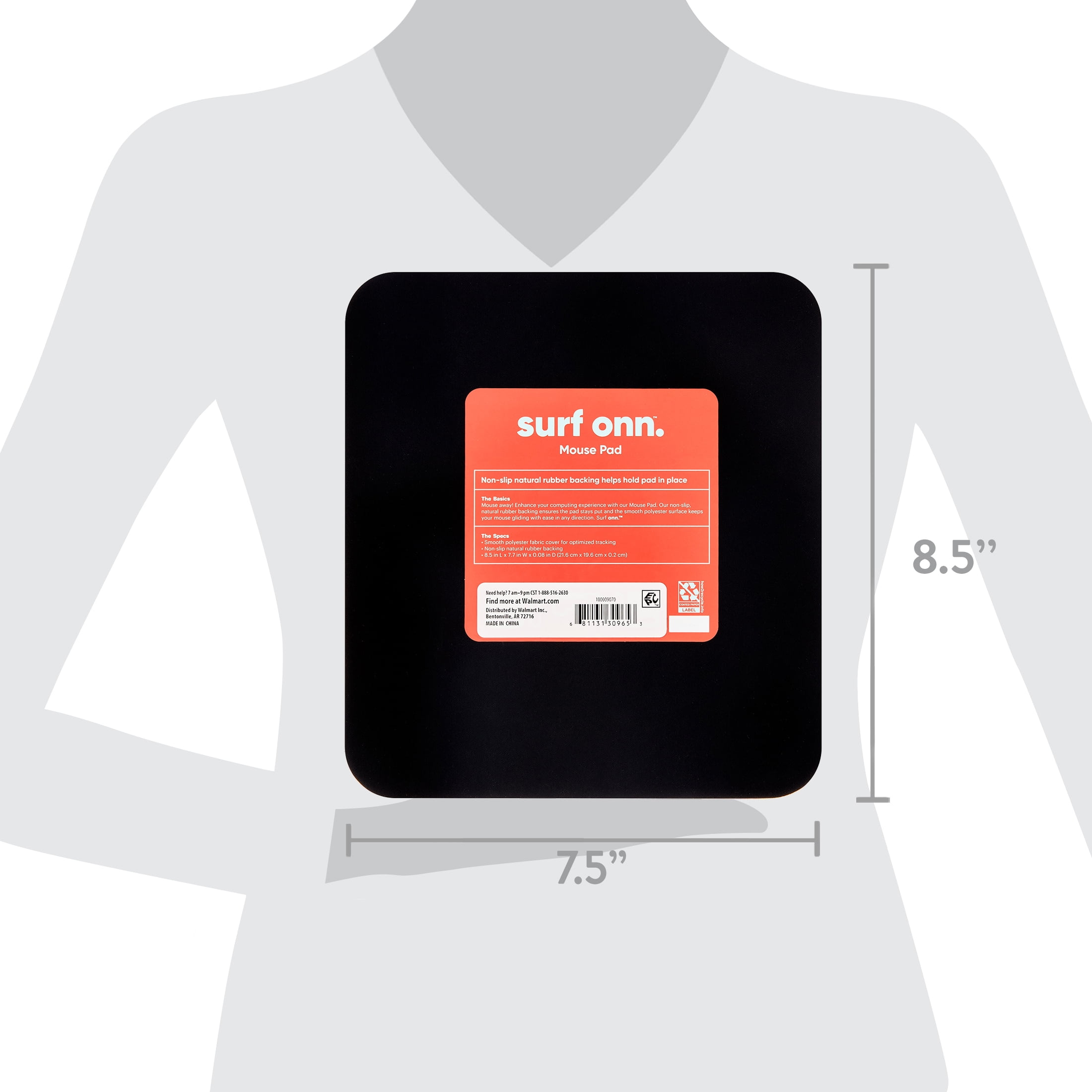 onn. Mouse Pad, Black