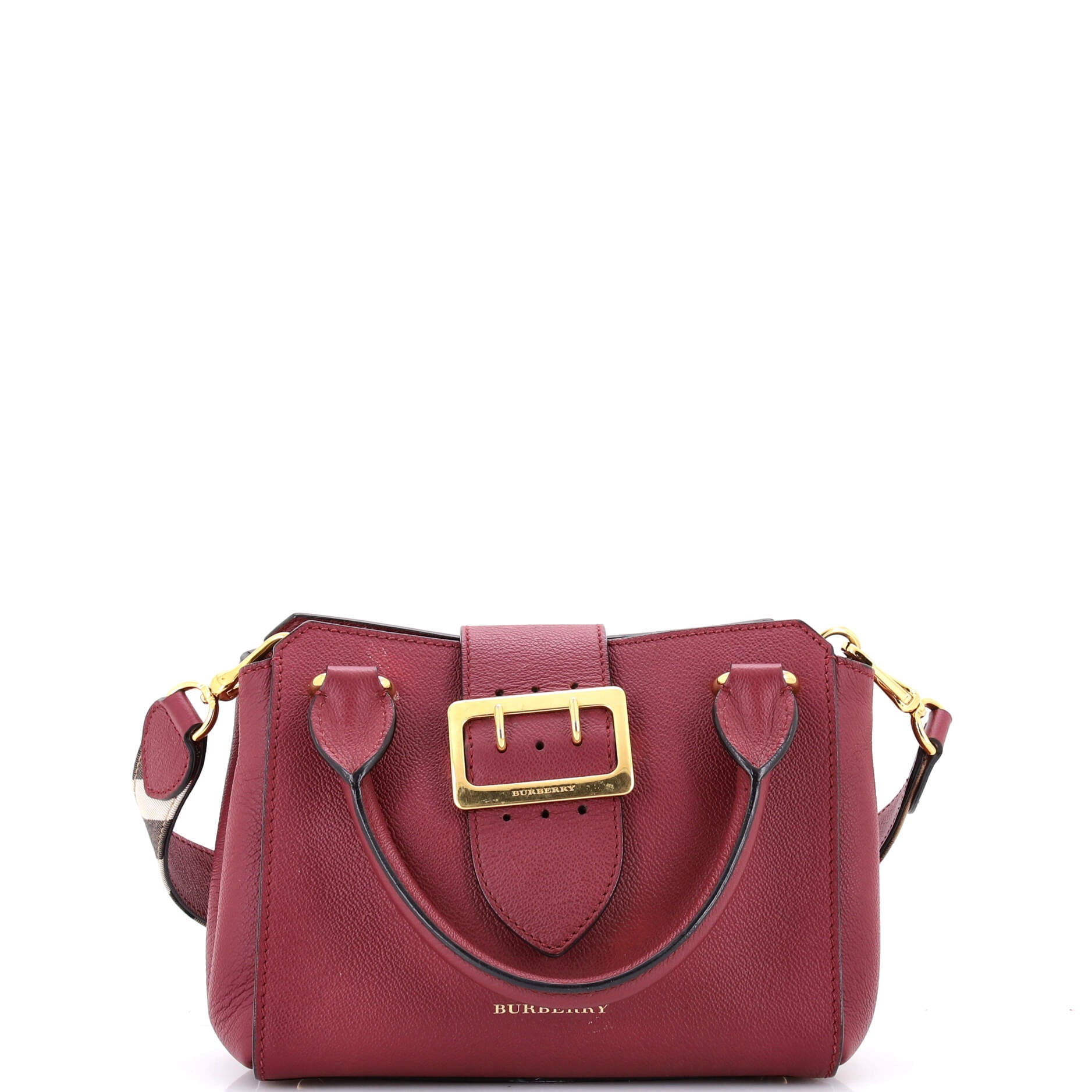 Burberry Burberry Hampshire Small Red Embossed Logo Smooth Leather 
