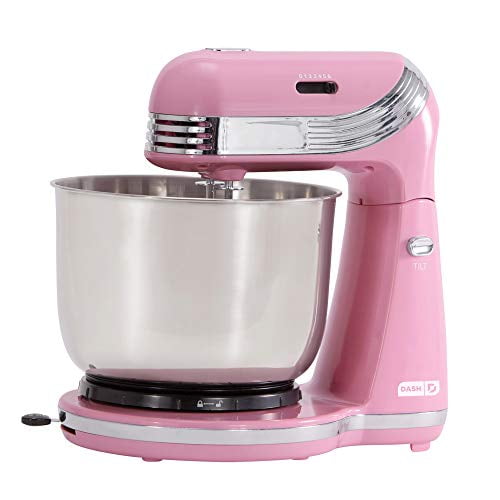 Dash Stand Mixer (Electric Mixer for Everyday Use): 6 Speed Stand Mixer with 3 Quart Stainless Steel Mixing Bowl, Dough Hooks & Mixer Beaters for Dressings, Frosting, Meringues & More - Pink