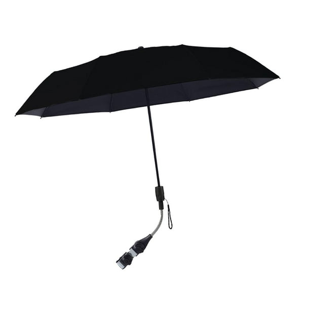 Sombrilla para cochecito de bebé, con Clip, resistente, sombra, portátil con dispositivo de fijación de Clip ajustable para cochecito Negro