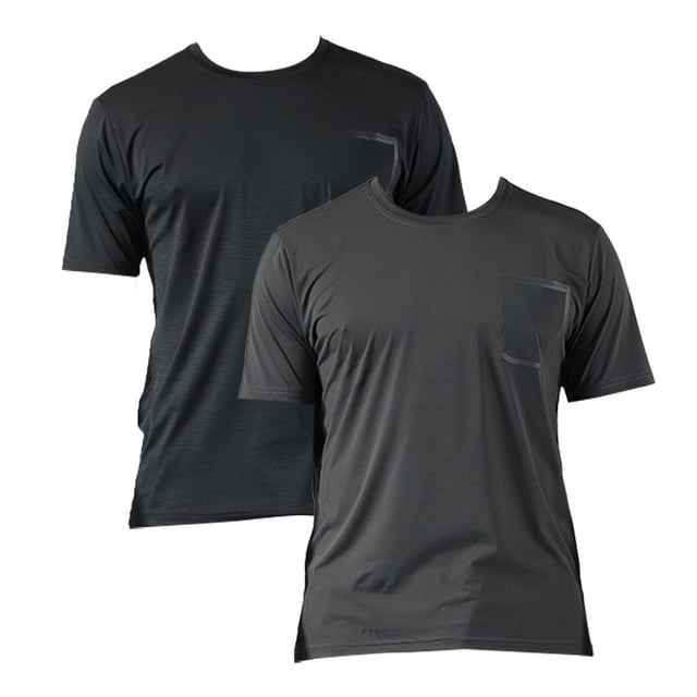 Camiseta deportiva informal holgada grande para hombre con bolsillo sin costuras de seda de hielo de verano elástica 2 uds