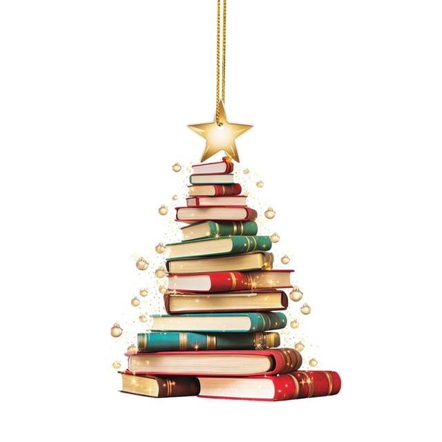 Fiudx Adorno para Árbol de Navidad, Elegante Diseño de Madera, Decoración Navideña Única, Un Complemento Acogedor para El Hogar y La Oficina, Regalo Perfecto para Amantes de Los Libros, 1 Pieza, Colg