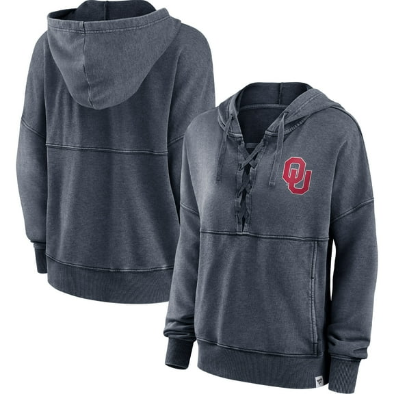 Women's Fanatics Heathered Charcoal Oklahoma Sooners Overall Speed Lace-Up Pullover Hoodie