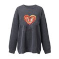 thumbnail image 2 of 2023 Sweat-Shirt Oversize pour les Femmes Amour Décontracté à Manches Longues Col Rond Velours Décolleté Épaule Régulière à Capuche Tops Ample, 2 of 6