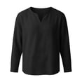 thumbnail image 7 of Qelyn Men's Long Sleeve T-Shirts Casual V Neck Linen Shirts Lightweight Loose Fit Basic Tee Tops for for Daily Wear, 7 of 7