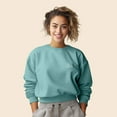 thumbnail image 4 of Dalix Be Kind Embroidered Fleece Relaxed Boxy Fit Long Sleeve Crewneck Sweatshirt Womens in Arctic Blue S Small, 4 of 5