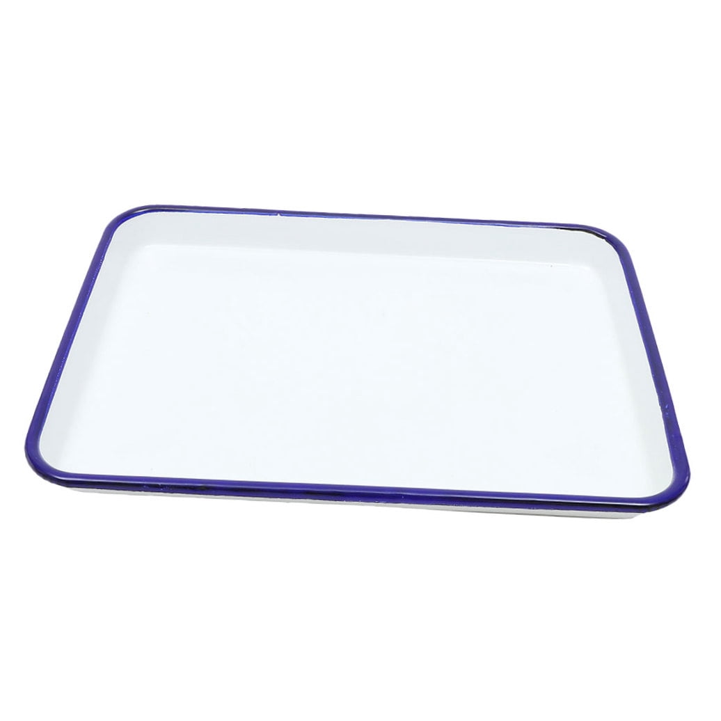 BESTYASH Rectangular Baking Tray Enamel Roasting Baking Tray White Heat Transfer 1Set