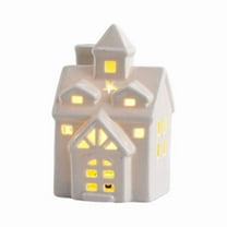 Porcelain Christmas Village House Ceramic LED Lighted Small House Hollow Out Design for Winter Home Display