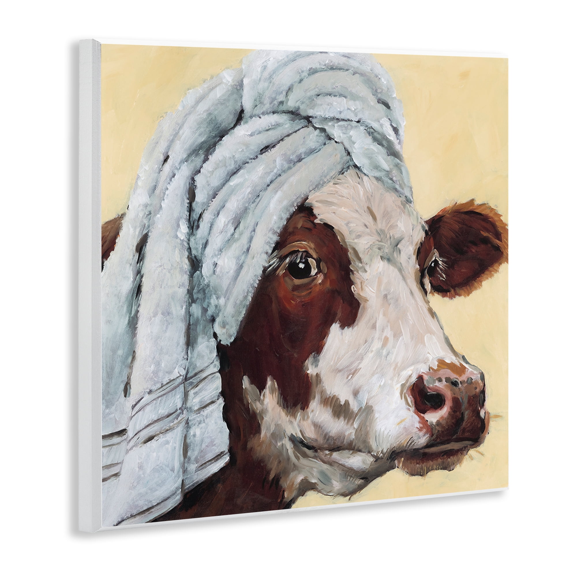 Stupell Industries Cow Spa with Towel Wall Plaque Art, design by Studio Bautista