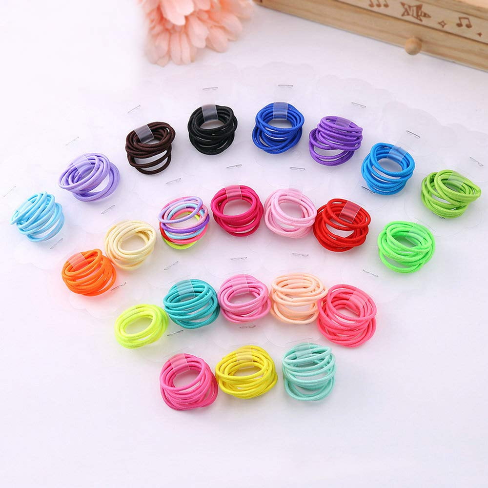 Cribun 180 Pcs Baby Hair Ties, Cotton Toddler Hair Ties for Girls and Kids, Multicolor Small Seamless Hair Bands Elastic Ponytail Holders(Random Color )