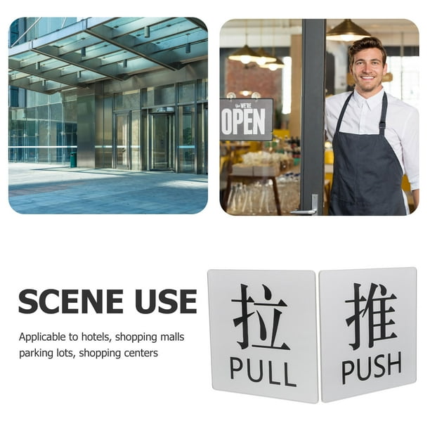 OUNONA 2Ud Etiqueta Para Puerta Push Pull En Acrílico Resistente Con Instrucciones Claras Para Públicos