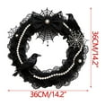 thumbnail image 3 of Gothic Wreath for All Seasons, Halloween Wreath with Pearls Bows Crows, Black Lace Wreaths for Christmas Front Door Garden Wall Home Decor, 3 of 5