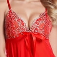 thumbnail image 2 of Gibobby arnés para mujer Ropa de dormir Mujer Encaje Malla Lencería Cuello en V Bordado Bowknot Ropa de dormir Íntimos(Rojo, XXL), 2 of 3