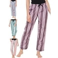 thumbnail image 3 of Rdhnmea Women's Stripe Print Pajama Pants Drawstring Elastic Waist Long Trousers Cozy Lounge Bottoms, 3 of 6