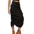 thumbnail image 4 of Coduop Women Denim Cargo Skirts Casual High Waist Drawstring Long Jean Skirts,with Flap Pockets, 4 of 6