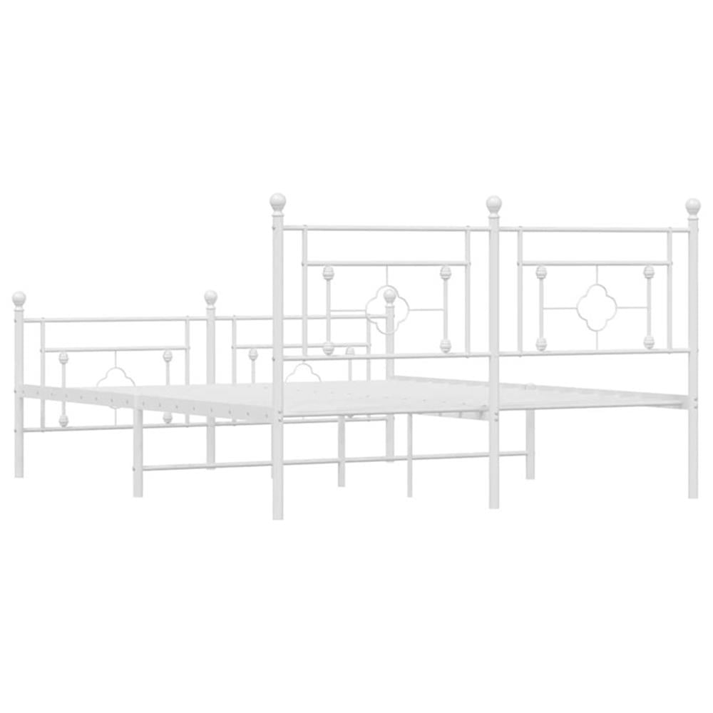 Pemberly Row Powder-Coated Steel King Size Bed Frame in White