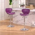 thumbnail image 6 of Set of 2 Adjustable Swivel Bar Stools, PU Leather Counter Height Barstools with Back & Footrest for Kitchen Island Pub Dining (Purple), 6 of 11