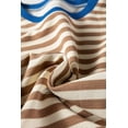 thumbnail image 6 of Women's Brown Stripe Short Puff Sleeve Tee – Casual Summer Top with Contrast Trim | XL, 6 of 9