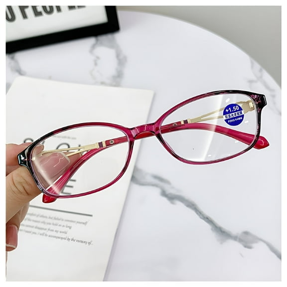 GJX 2026 New Reading Glasses Blue Light Blocking Auto Focus Oval Frame Hd Anti-Fatigue Glasses for Women Readers Rose Red 150