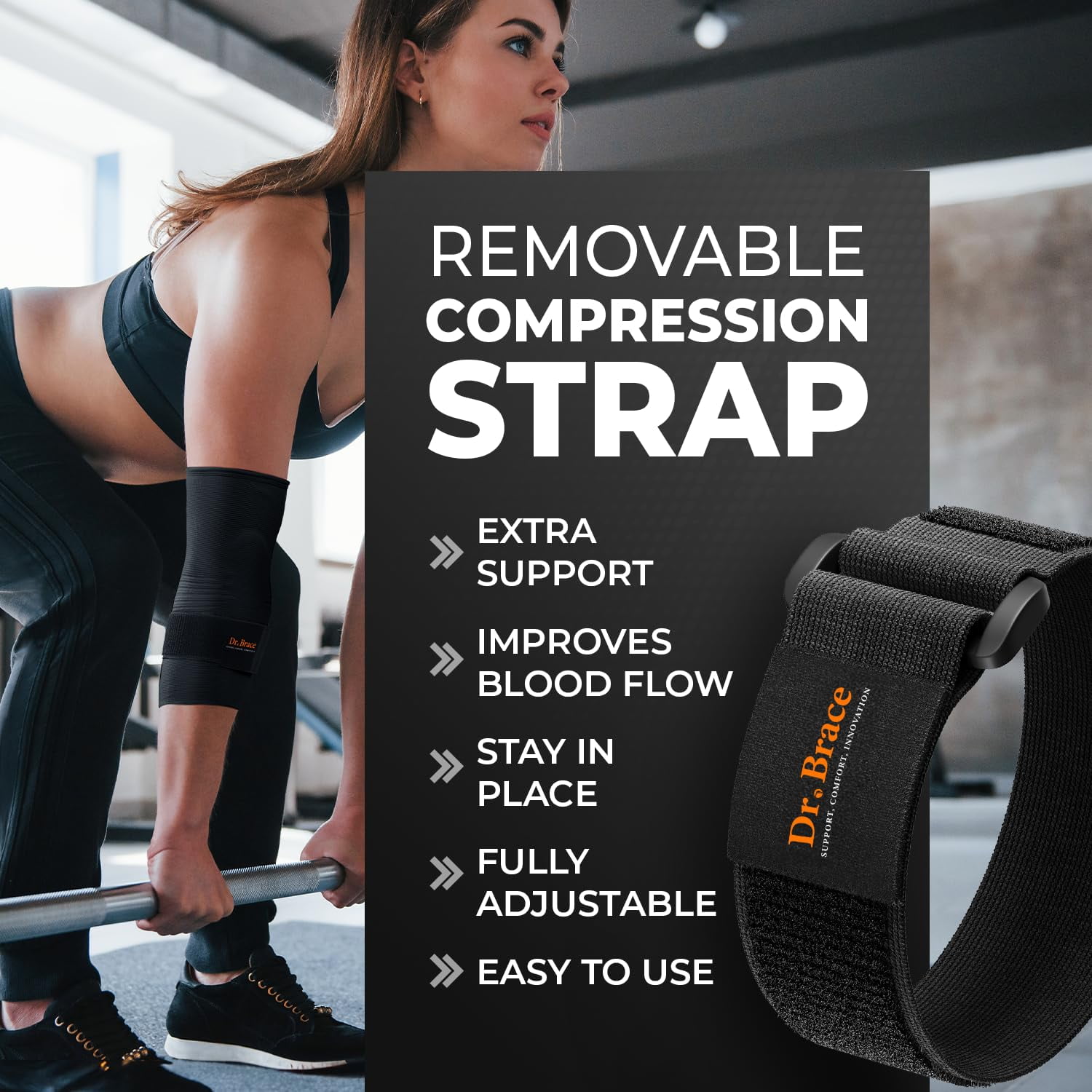 DR. BRACE® Elite Elbow Brace Support, Breathable Elbow Compression Sleeve with Gel Pad for Golfer's, Tennis Elbow & Tendonitis Treatment & Pain Relief 2024 (Black, X-Small)