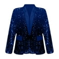 thumbnail image 4 of Xingpeng Flannel Blazer with Sequin Lapel Women's Jacket Fall Winter Casual Long Sleeve Unique Work Office 2026 Blue M, 4 of 6
