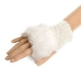 thumbnail image 6 of HEVIRGO Fashion Women Faux Rabbit Fur Hand Wrist Warmer Winter Fingerless Knitted Gloves(Dark Grey), 6 of 9