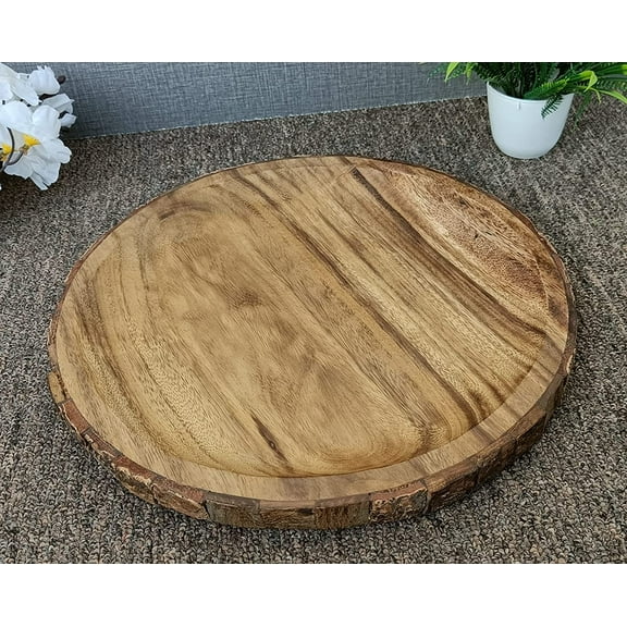 Homebeez Rustic Wood Serving Trays Set,Rectangle Wood Handled Plate ...