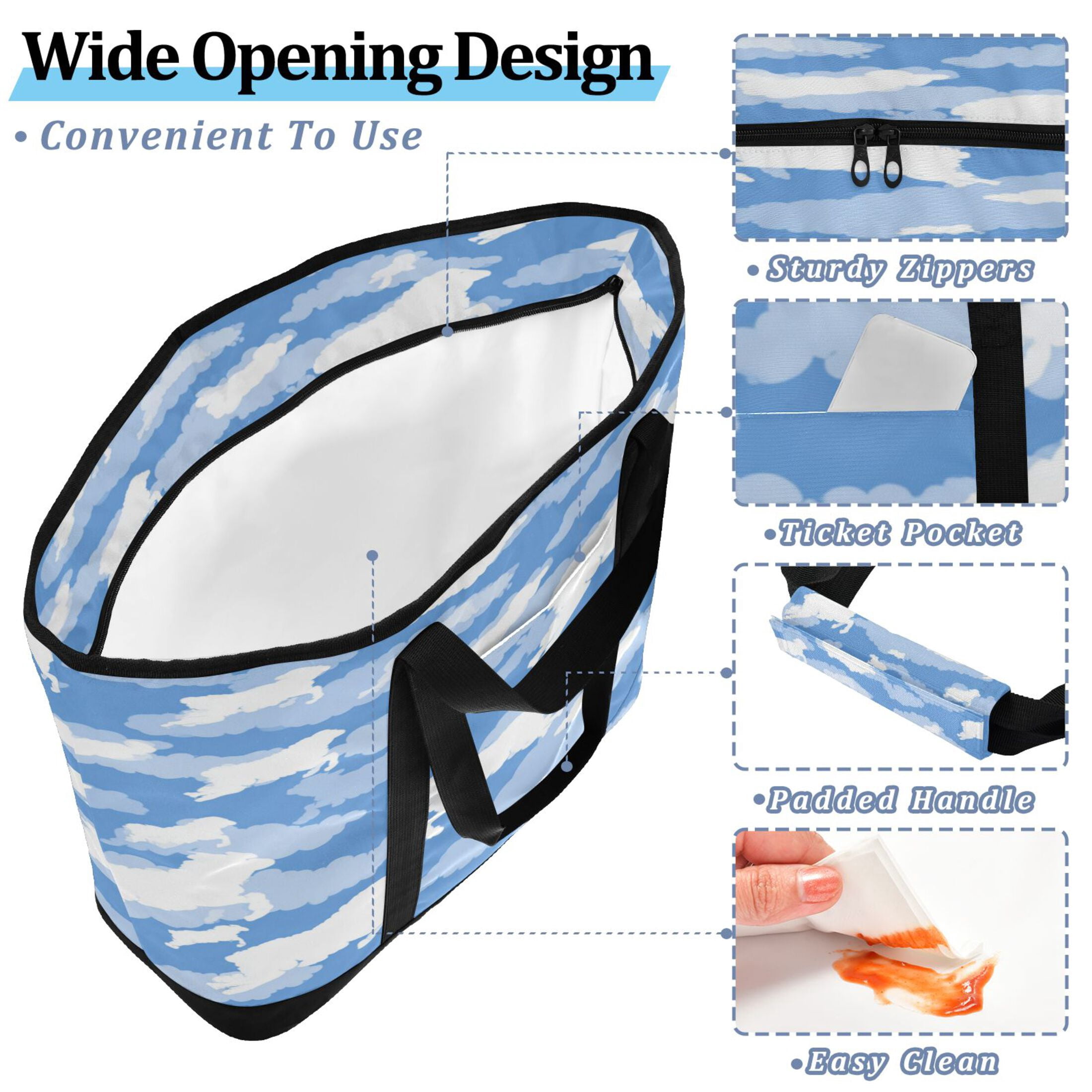 Extra-Large Wide Opening Design Capacity Hand-Held Ice Pack Thickened Insulation Layer For Long-Lasting Cold Retention For Outdoor Shopping Picnics And Camping White Silhouettes Of Sheep
