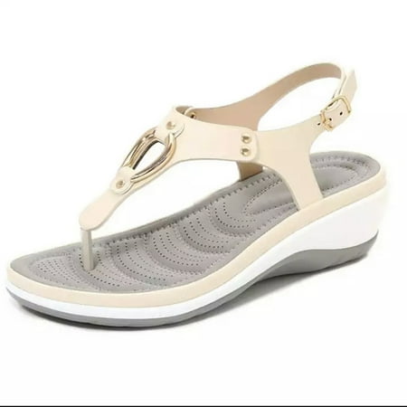 

Women Soft Arched Sole Sandals Non Slip Beach Flip Flop with Metal Buckle Soft Arched Sole Non Slip Beach Flip Flop with Metal Buckle Sandals Women Outdoor Indoor Use Khaki 36