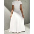 thumbnail image 2 of White Elegant Minimalist Daily Wear High Neck Short Sleeve A-Line Maxi Dress, 2 of 8