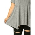 thumbnail image 7 of Unique Bargains Juniors' Plus Size Short Sleeve Tunic Handkerchief Hem Summer Casual Top 1X Gray, 7 of 7