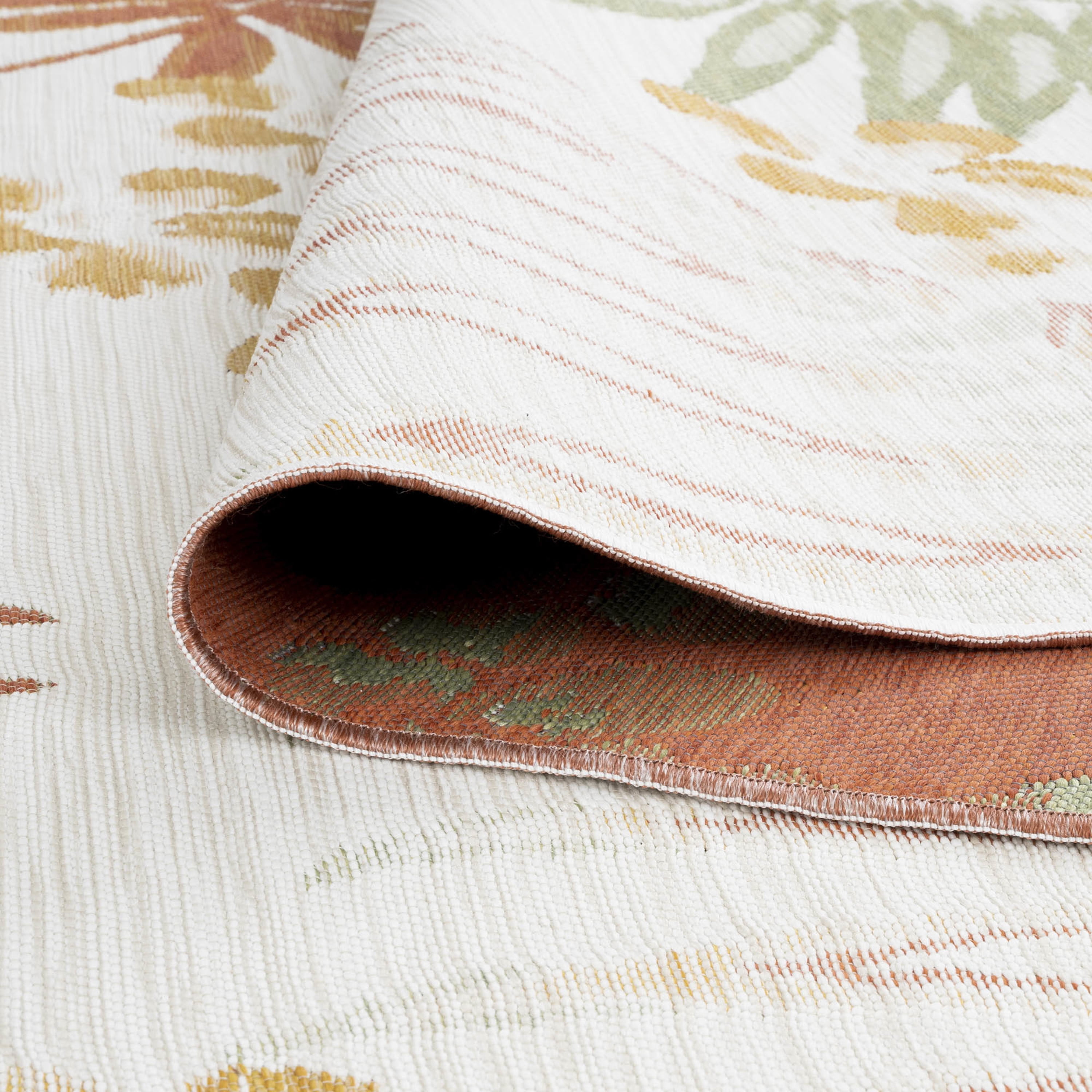 Bliss Rugs Floral Indoor Outdoor Rug Reversible Runner Rug for Patio, Hallway, Entryway, Deck, Orange ,2' x 8'