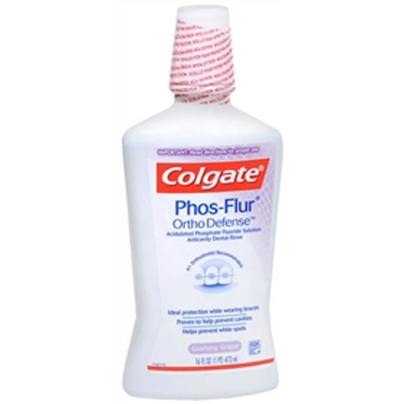 Enjuague con flúor Colgate Phos-Flur anticavidad para uvas, 500 ml