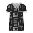 thumbnail image 5 of Hauts pour Femmes Mode Blouse d'Été pour Femmes à Col en V en Dentelle Patchwork à Manches Courtes Décontractée Haut Blouse Polyester Blouses pour Femmes en Liquidation, 5 of 5