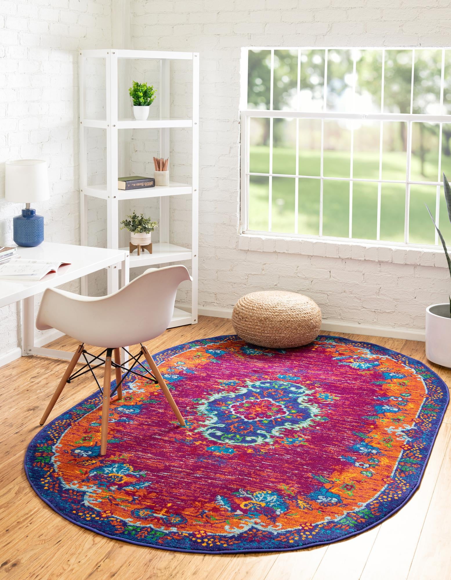 Calypso Collection Rug 5' x 8' Oval Fuchsia Medium Rug