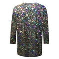 thumbnail image 4 of GA WEIHUA 3/4 Sleeve Tops for Women Trendy Crewneck Shirts Ladies Button Blouses Basic Graphic Sparkle Tees Loose Sequin Blouse Trendy Clothes(Black,Blouses S), 4 of 4