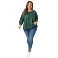 thumbnail image 3 of DARING DIVA  Women's Plus Crew Neck 3/4 Sleeve Blouse 2X Dark Green, 3 of 6